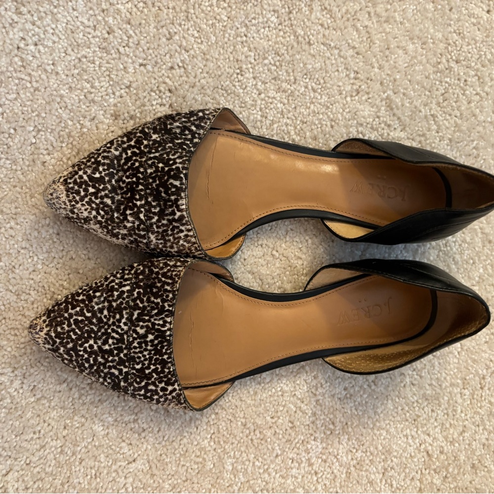 Black and Animal print size 8 J. Crew flats.